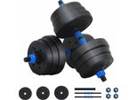Vidaxl Set Di Manubri 2 In 1 Nero E Blu 121 X 19,5 X 19,5 Cm