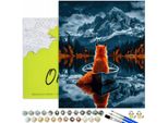 Oh Art! Set Per Dipingere Con I Numeri Animali 50X40 Cm Tela Fai Da Te Con Telaio, 30 Colori Acrilici E 3 Pennelli - Divertimento Creativo Con La Pittura Per Adulti E Bambini