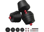 Vidaxl Set Di Manubri 2 In 1 Nero E Rosso 121 X 19,5 X 19,5 Cm