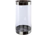 Bodenvase Creativ Deco, Transparent, H:30Cm Ø:15Cm, Glas, Vasen, Mit Silberfarbenen Absetzungen