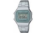 Chronograph Casio Vintage, Silber (BlaugrüN, Silberfarben), Armbanduhren, Damen, Chronograph, Quarzuhr, Armbanduhr,Damenuhr, Herrenuhr, Digitaluhr, Edelstahlarmband