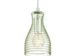 Lampada A Sospensione Cromo / Vetro Trasparente Scanalato Con 1 Sorgente Luminosa