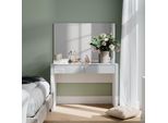 Vicco Tavolo Da Toilette Annabelle, 110 Cm Con Specchio, Bianco Lucido/Bianco