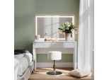 Vicco Tavolo Da Toilette Annabelle, 110 Cm Con Specchio Led E Sgabello, Bianco Lucido/Bianco