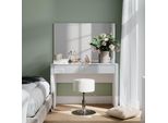 Vicco Tavolino Da Toilette Annabelle, 110 Cm Con Specchio E Sgabello, Bianco Lucido/Bianco