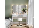 Vicco Tavolo Da Toilette Annabelle, 110 Cm Con Illuminazione A Led E Sgabello, Bianco Lucido/Bianco