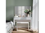 Vicco Tavolino Da Toilette Annabelle, 110 Cm Con Specchio E Panca, Bianco Lucido/Bianco