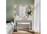 Vicco Tavolo Da Toilette Annabelle, 110 Cm Con Illuminazione A Led E Panca, Bianco Lucido/Bianco