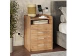Vicco Comodino Edis, 45 X 64 Cm Con 3 Cassetti, Quercia Dorata