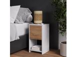 Vicco Comodino Evo, Set Di 2, Rovere Bianco/Dorato