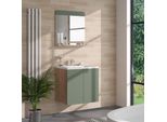Vicco Specchio Da Bagno Izan, 60 X 62 Cm Con Ripiano, Quercia Verde/Oro