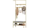 Appendiabiti Con Panca Per Scarpe, Appendiabiti Con Ganci, Scarpiera, Appendiabiti Con Cuscino, Appendiabiti Per Ingresso, Corridoio, Bambù, Natura