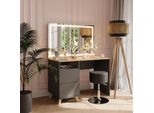 Vicco Tavolo Da Toeletta Karen, 110 Cm Con Sgabello E Specchio Led, Antracite/Artisan