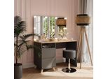 Vicco Tavolo Da Toeletta Karen, 110 Cm Con Sgabello E Luci Fiabesche A Led, Antracite/Artisan