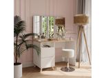 Vicco Tavolo Da Toeletta Karen, 110 Cm Con Sgabello, Bianco/Artisan