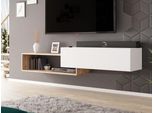 Tavolino Per Tv Sospeso Trella - Rovere Wotan / Bianco