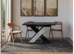 Tavolo Da Pranzo Allungabile 120X90 Cm Figol - Cemento / Nero Lucido