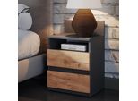 Vicco Comodino Camera Da Letto Monty, Set Di 2, Antracite/Quercia Dorata