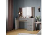 Vicco Tavolo Da Toeletta Elise, 115 Cm Con Specchio, Bianco/Grigio
