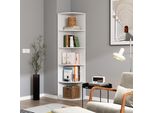 Vicco Libreria Fabienne, 40 X 180 Cm Con 5 Scomparti, Bianco/Bianco