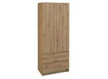 Armadio Guardaroba 90 Cm Con Cassetti Taavi - Rovere Artisan