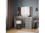 Vicco Tavolo Da Toeletta Elise, 115 Cm Con Sgabello, Bianco/Grigio