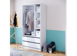 Vicco Armadio Multifunzione Elmo, 100 X 200 Cm Con 2 Cassetti, Bianco