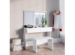 Vicco Tavolo Da Toeletta Azur, 120 Cm Con Specchio Led E Panca, Bianco