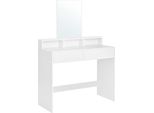Tavolino Da Toilette Vasagle, Con Grande Specchio, Tavolino Da Toilette, 2 Cassetti, 3 Vani A Giorno, Moderno, Bianco