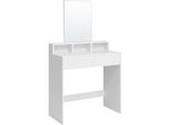 Vasagle, Tavolo Da Toilette Con Grande Specchio Rettangolare, Tavolo Da Toilette Con 2 Cassetti E 3 Vani A Giorno, Tavolo Da Toilette, Stile Moderno, Bianco