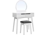 Songmics Comodino Moderno Girasole, 2 Ampi Cassetti Con Binari, Toletta Con Specchio Rotondo E Sgabello, Toletta Da Toilette