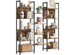 Libreria Vasagle, Scaffale A Scaletta, 14 Ripiani, Struttura In Metallo, Per Soggiorno, Studio, Ufficio, Design Industriale, 158 X 24 X 166 Cm