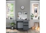 Vicco Tavolo Da Toeletta Sherry, 90 Cm Con Specchio, Grigio Lucido