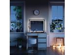 Vicco Tavolo Da Toeletta Sherry, 90 Cm Con Specchio Led E Sgabello, Sonoma/Bianco