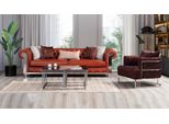 Set Di Divani Chesterfield In Pelle Finta A Tre Posti Marrone Set Di Divani