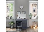 Vicco Tavolo Da Toeletta Sherry, 90 Cm Con Sgabello, Antracite Lucido