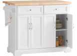 Sobuy FKW71-WN Carrello Da Cucina Carrello Da Cucina A Isola, Con Piano Di Lavoro Estraibile, Carrello Da Cucina, Mobile Da Cucina - Legno, Bianco