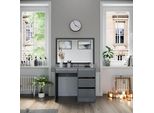 Vicco Tavolo Da Toeletta Sherry, 90 Cm Con 4 Cassetti, Grigio Lucido