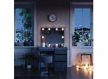 Vicco Tavolo Da Toeletta Sherry, 90 Cm Con Illuminazione Led E Sgabello, Grigio Lucido