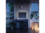 Vicco Tavolo Da Toeletta Sherry, 90 Cm Con Specchio A Led, Antracite/Antracite