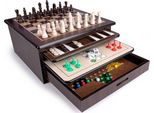 Scatola Giochi Lifetime Games 10In-1 - Giochi Per Adulti - Scacchi - Dama - Backgammon - In Scatola Di Legno
