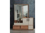 Cassettiera Bianca-Marrone Specchio Camera Da Letto Legno Mobili Di Design Set