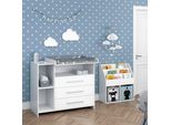 Vicco Set Per Cameretta Oskar, 2 Parti, Con Fasciatoio E Libreria, Bianco