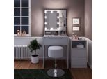 Vicco Tavolo Da Toeletta Ruben, Con Cassettiera, Illuminazione A Led E Sgabello, Bianco