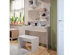 Vicco Tavolo Da Toeletta Azur, 120 Cm Con Panca, Bianco/Bianco Lucido