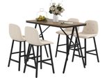 Homcom Set Tavolo Da Bar Con Sgabelli Da Bar, Set Da Pranzo Da 5 Pezzi, Tavolo Da Cucina, Tavolo Da Bistrot Con 4 Sedie, Set Da Bar Per Cucina, Soggiorno, Acciaio, Beige, 120