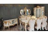 Sala Da Pranzo Tavolo Sedia Credenza Specchio Vetro Mobile Gruppo Lusso Legno Set 10 Pezzi.