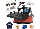 Clanmacy 8 In 1 Pressa Di Trasferimento Heatpress Macchina Per Il Trasferimento Di Magliette Pressa Per Tazze Display Lcd Max. 250 °C Nero 1250W
