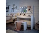 Vicco Tavolo Da Toilette Emma, 120 Cm Con Ripiano A Specchio, Panca E Illuminazione A Led, Bianco