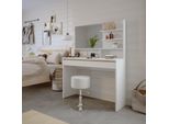 Vicco Tavolino Da Toilette Emma, 120 Cm Con Mensola A Specchio E Sgabello, Bianco